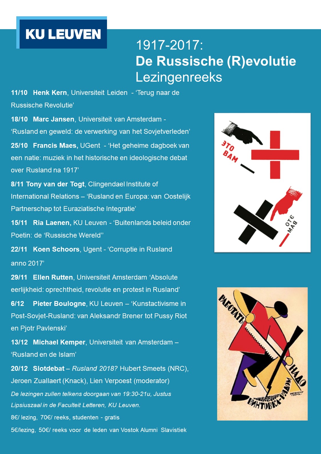 Affiche-Programme. 1917-2017. De Russische (R)evolutie - Lezingenreeks. Slotdebat. Rusland 2018. 2017-12-20